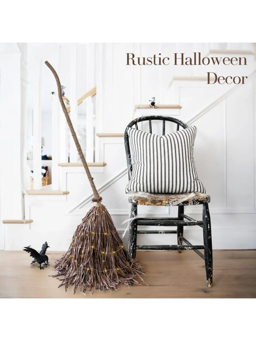Giant 5.5 Ft Light-Up Witch's Broom - Spooky Halloween Decor for Parties